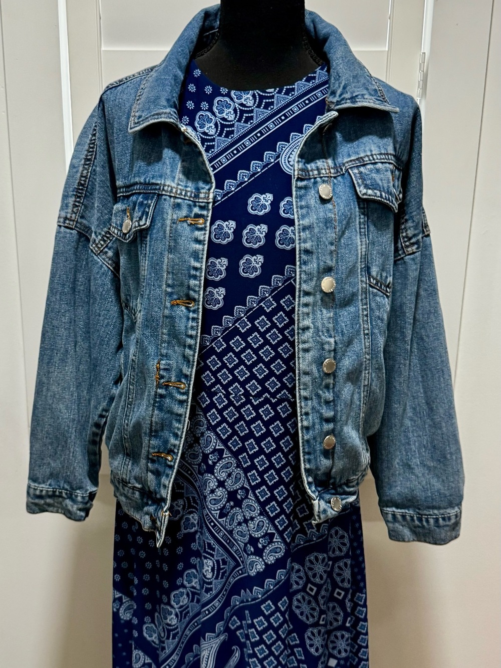 Lauren Ralph Lauren Bandana Patchwork Maxi Dress Blue Size 8 - Picture 6 of 8
